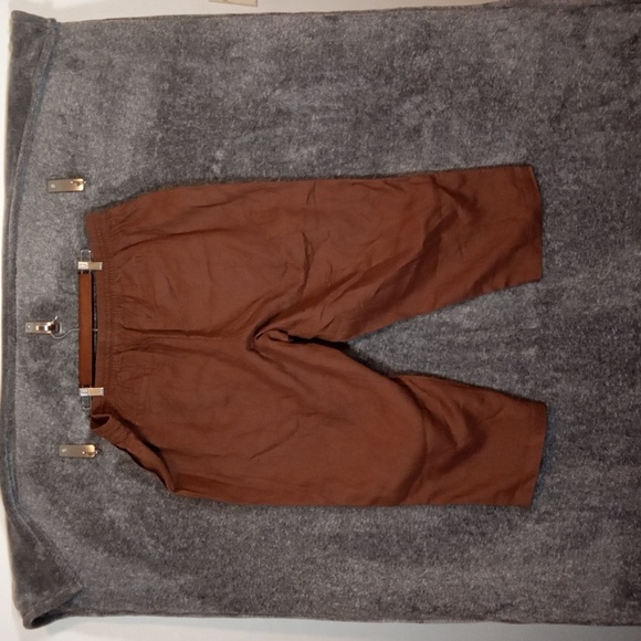 Lands' End Womens High Rise Pull On Crop Pants Chocolate Brown Linen Size22w - Picture 3 of 10